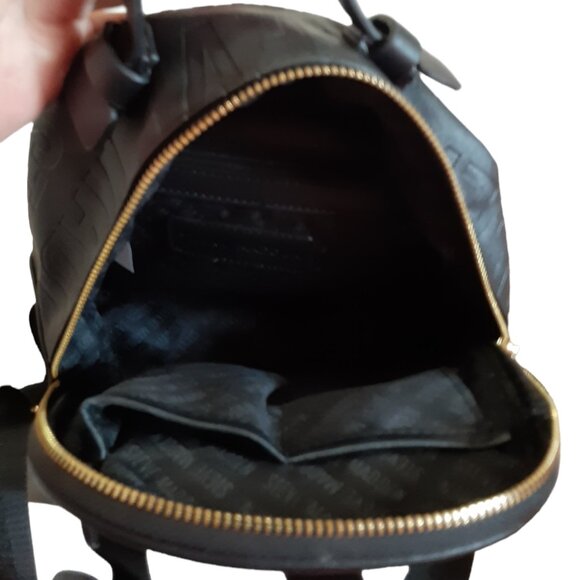 Steve Madden Mini Backpack Purse Black All Over Logo Faux Leather LN - Picture 5 of 5